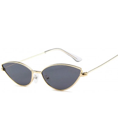 Semi-rimless Retro Cat Eye Sunglasses Women Designer Metal Frame Circle Sun Glasses Female Fashion Clear Shades - Blackgray -...