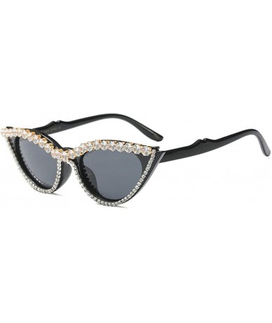 Oversized 2019 New Fashion Exquisite Cat Glasses Rhinestone Ladies Sunglasses - Black - CJ18K42ASX3 $12.90