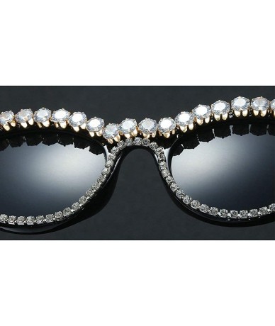 Oversized 2019 New Fashion Exquisite Cat Glasses Rhinestone Ladies Sunglasses - Black - CJ18K42ASX3 $12.90