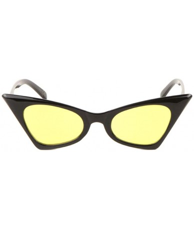Cat Eye Black Retro Diagonal Top Sharp Cat Eye Color Lens Sunglasses - Yellow - CS198E9HLNR $11.81