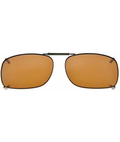 Rectangular Metal Frame Rim Polarized Lens Clip On Sunglasses 2 1/16"x1 3/8" - C75-brown - CT183MUEKZO $14.78
