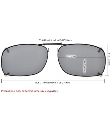 Rectangular Metal Frame Rim Polarized Lens Clip On Sunglasses 2 1/16"x1 3/8" - C75-brown - CT183MUEKZO $14.78