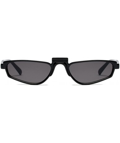 Goggle Super Skinny Narrow Geometric Small Sunglasses for Women Men Plastic Slim Frame - Black - C318ED478DU $24.67