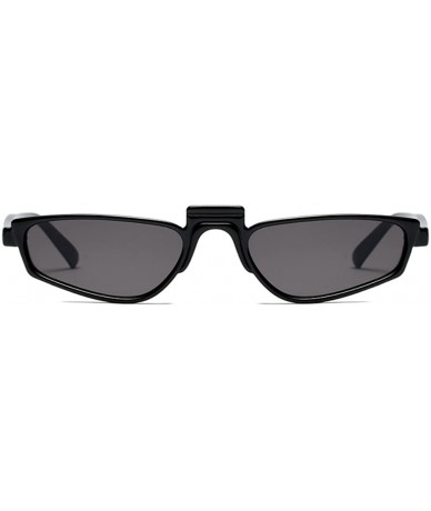 Goggle Super Skinny Narrow Geometric Small Sunglasses for Women Men Plastic Slim Frame - Black - C318ED478DU $10.33