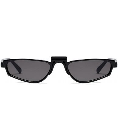 Goggle Super Skinny Narrow Geometric Small Sunglasses for Women Men Plastic Slim Frame - Black - C318ED478DU $10.33