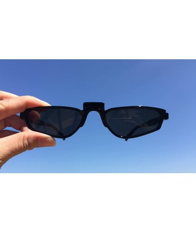 Goggle Super Skinny Narrow Geometric Small Sunglasses for Women Men Plastic Slim Frame - Black - C318ED478DU $10.33