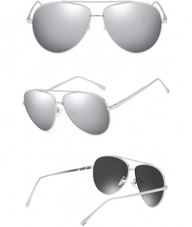 Aviator Premium Military Polarized Sunglasses Protection - 352-silver Silver - C018ADKXLU6 $12.86