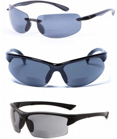 Semi-rimless The Allstars" 3 Pair of our Most Popular Bifocal Sport Wrap Unisex Sunglasses - Black - C618YKDY3UO $47.68