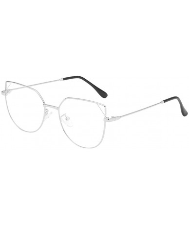 Cat Eye Oversized Cat Eye Gold Clear Lens Glasses Metal Frame Vintage Eyeglasses Women Men - Multicolor2 - CW18NMS3SLC $16.83