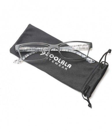 Rectangular 3 Pairs of Patterned Ladies' Quality Spring Hinge Reading Glasses with Pouch - 5 Pairs Value Pack in Gray - C718Z...