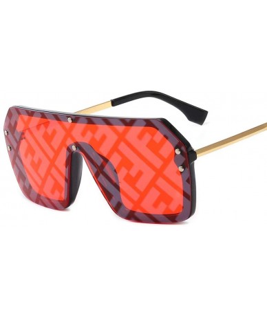 Rimless Sunglasses Watermark Ultraviolet Proof Streetwear - Red - CN194E5DDZA $64.67