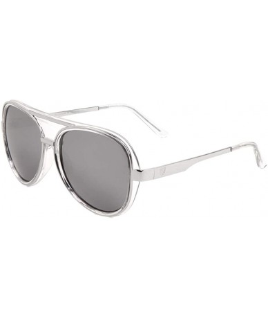 Aviator Color Mirror Double Thick Plastic Metal Rim Round Aviator Sunglasses - Grey Clear - C7190OEYAGI $27.64