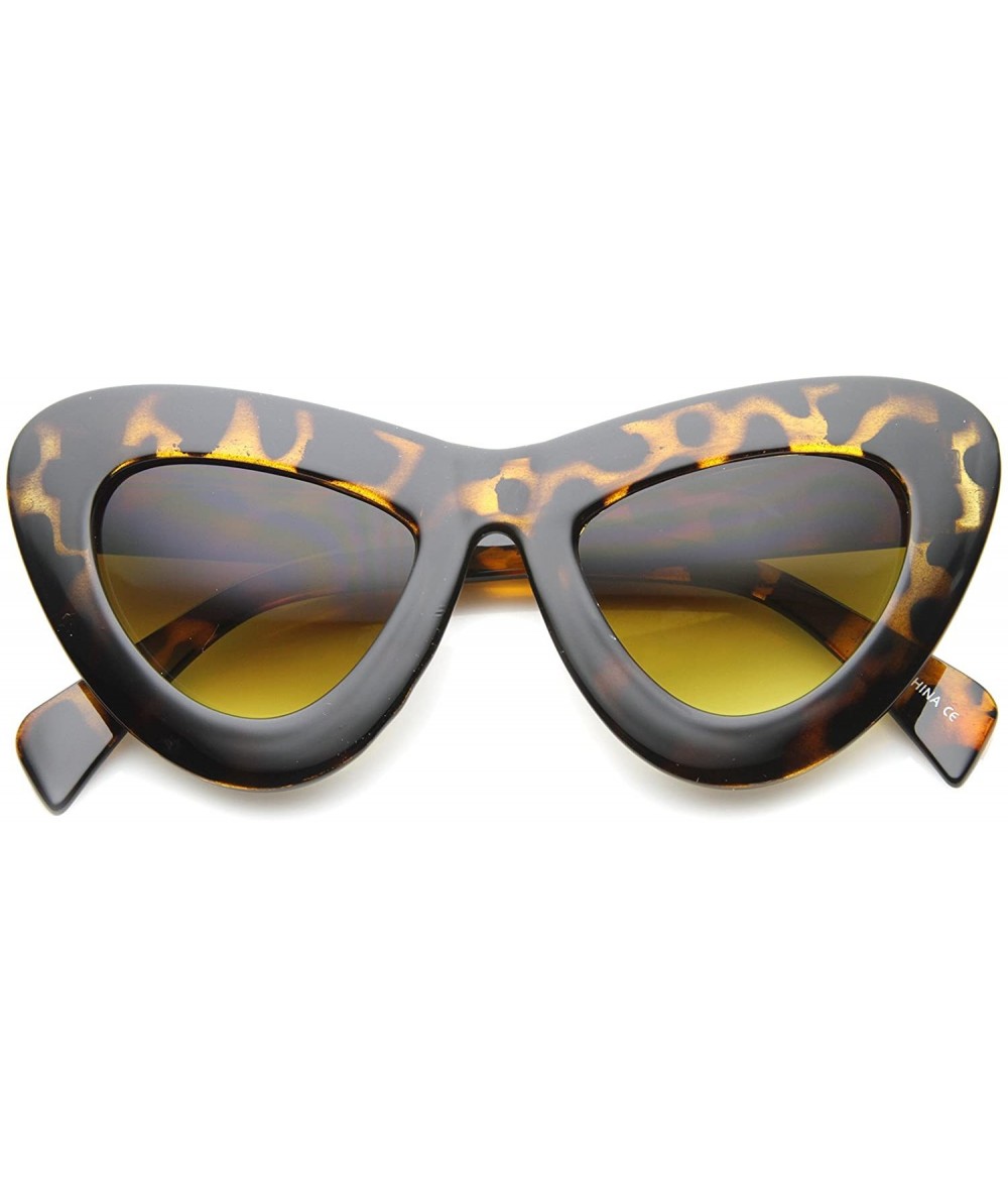 Oversized Womens Bold Chunky Frame Gradient Lens Oversize Cat Eye Sunglasses 50mm - Tortoise / Amber - C012H0L9JA9 $7.89