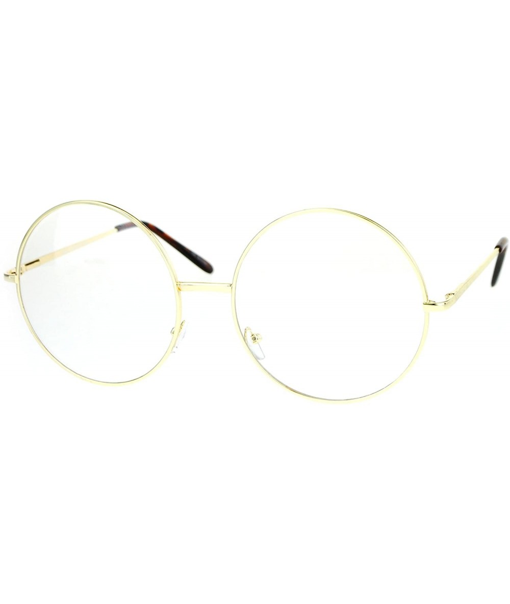 Oversized Extra Large Round Circle Lens Hippie Groovy Womens Eye Glasses - Gold - C412N3BMJKC $9.14