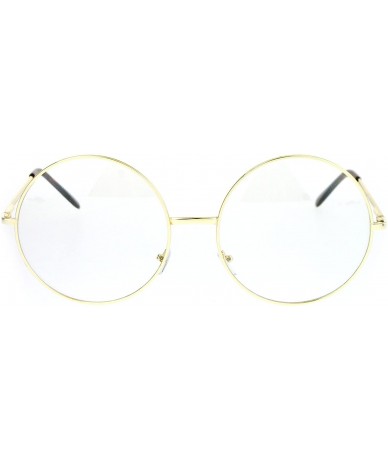 Oversized Extra Large Round Circle Lens Hippie Groovy Womens Eye Glasses - Gold - C412N3BMJKC $9.14