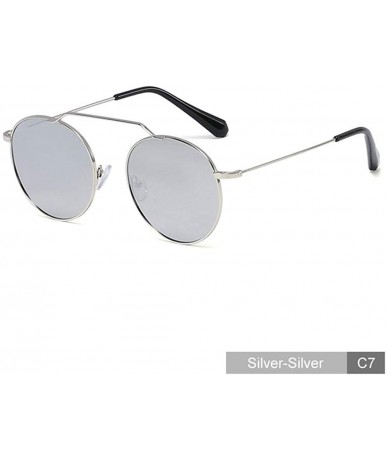 Round Round Metal Frame Sunglasses for Women and Men UV400 - C7 Silver Silver - CD198CZE7DM $15.03