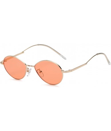 Oval Women Retro Vintage Metal Oval Round Fashion Sunglasses - Orange - CQ18WU90RUZ $17.62