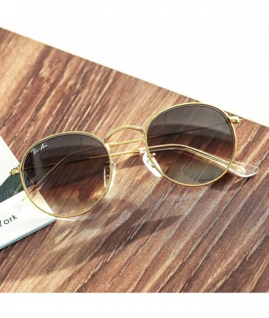 Oval PA3447 Classic Crystal Glass Lens Retro Round Metal Sunglasses-50mm - Crystal Brown Gradient Lens - CS18WQUMHS3 $22.19