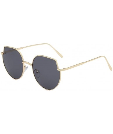 Oversized Women Cat Eye Sunglasses Metal Oversized Sun Glasses Eyewear Trend UV400 - Silver Silver - CE19032EKG9 $26.87