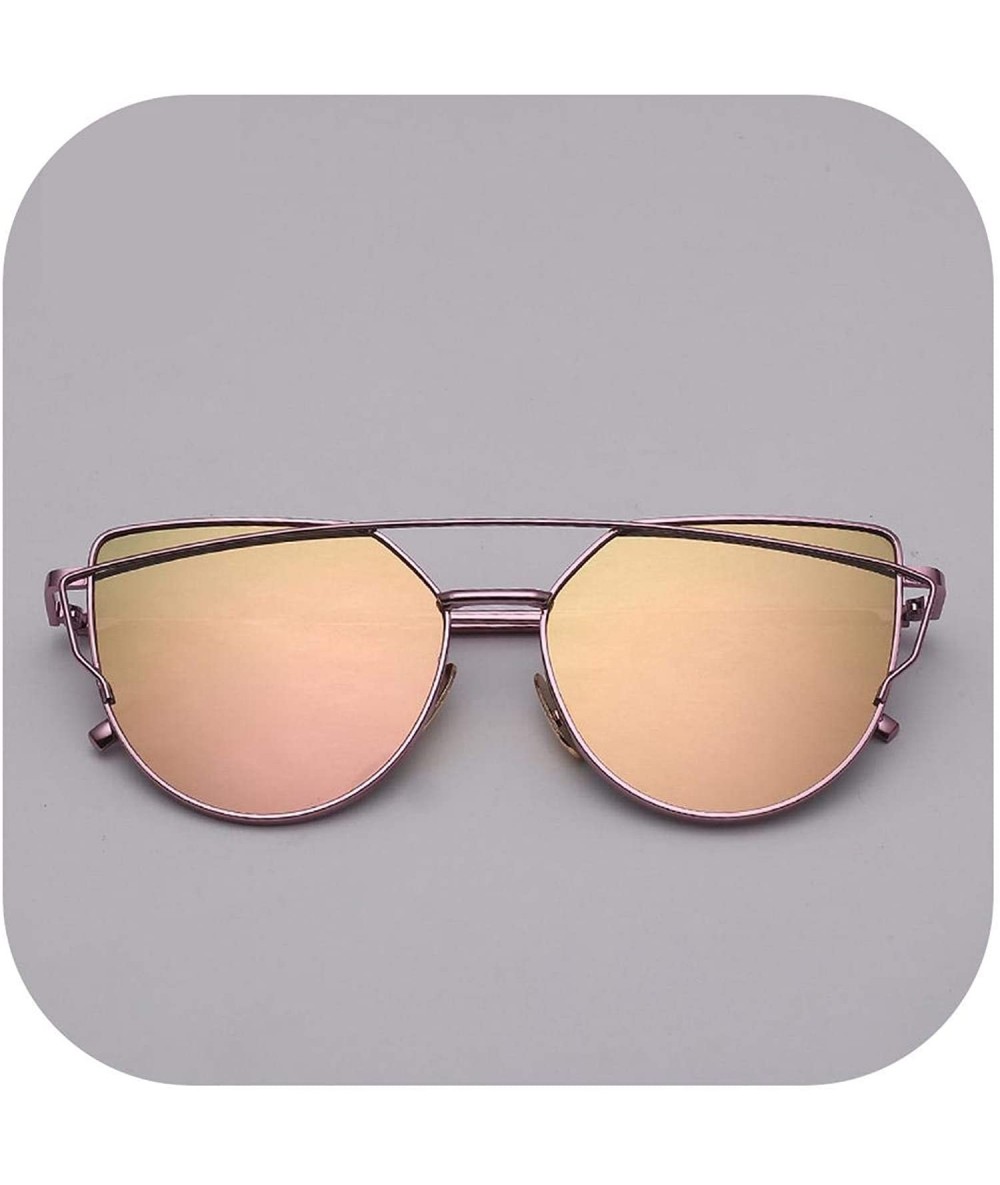 Cat Eye 2018 Brand Designer Cat Eye Sunglasses Women Vintage Metal Reflective Glasses Mirror Retro Oculos De Sol Gafas - CD19...