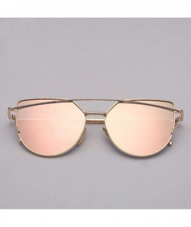 Cat Eye 2018 Brand Designer Cat Eye Sunglasses Women Vintage Metal Reflective Glasses Mirror Retro Oculos De Sol Gafas - CD19...