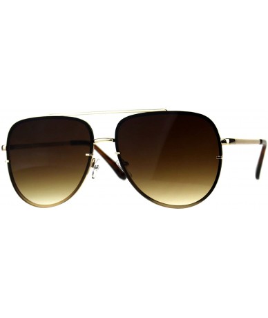 Aviator Womens Fashion Sunglasses Flat Top Squared Pilot Aviator Shades UV 400 - Gold (Brown) - CZ18D68WUDK $12.97