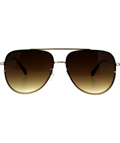 Aviator Womens Fashion Sunglasses Flat Top Squared Pilot Aviator Shades UV 400 - Gold (Brown) - CZ18D68WUDK $12.97