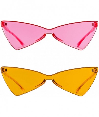 Rimless Colorful One Piece Rimless Transparent Cat Eye Sunglasses for Women Tinted Candy Colored Glasses - C218OZ9NKD5 $12.96