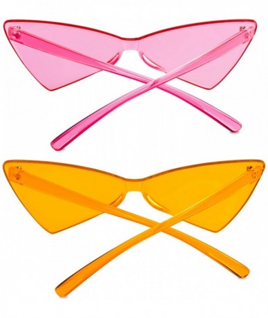 Rimless Colorful One Piece Rimless Transparent Cat Eye Sunglasses for Women Tinted Candy Colored Glasses - C218OZ9NKD5 $12.96