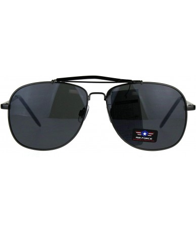 Rectangular Mens Air Force Rectangular Police Flat Top Pilots Sunglasses - Gunmetal Black - CH188557OZD $18.84