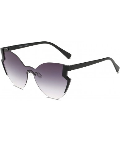 Cat Eye Half Frame Women Round Cat Eye Oversized Fashion sunglasses - Black - C918IOCGID4 $12.84