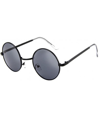 Goggle Unisex Retro Round Polarized Hippie Sunglasses Small Circle Sun Glasses - Black - CK18Q62WQ8T $15.55