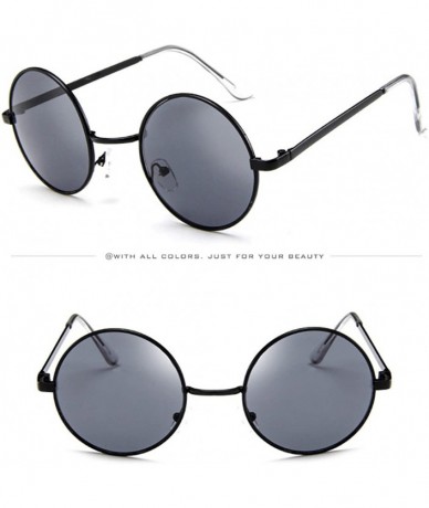 Goggle Unisex Retro Round Polarized Hippie Sunglasses Small Circle Sun Glasses - Black - CK18Q62WQ8T $10.44
