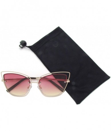 Cat Eye Double Wire Metal Cat Eye Designer Sunglasses - Matt Gold Rose Yellow - CE18QGGWRNC $22.52