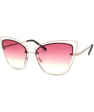 Cat Eye Double Wire Metal Cat Eye Designer Sunglasses - Matt Gold Rose Yellow - CE18QGGWRNC $10.72