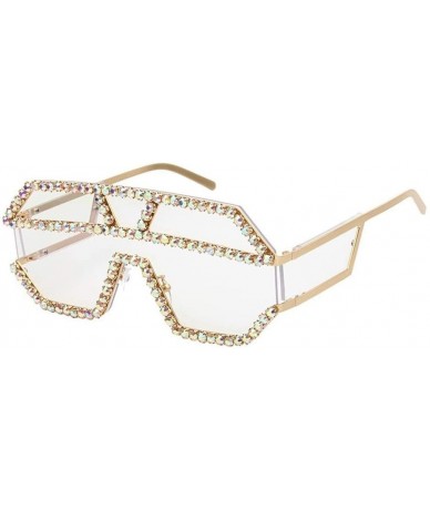 Rimless Oversized Rhinestone Crystal Sunglasses Personality - Clear - CD1906X6LGT $29.30