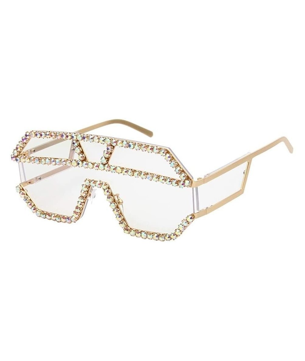Rimless Oversized Rhinestone Crystal Sunglasses Personality - Clear - CD1906X6LGT $29.30
