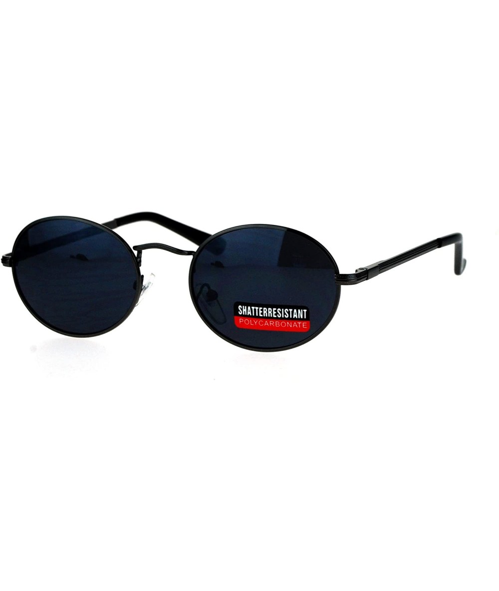 Round Mens 90s Gangster Rapper Mirror Lens Oval Retro Metal Rim Sunglasses - Gunmetal Black - C617XX9LMYO $11.85