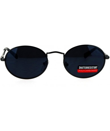 Round Mens 90s Gangster Rapper Mirror Lens Oval Retro Metal Rim Sunglasses - Gunmetal Black - C617XX9LMYO $11.85