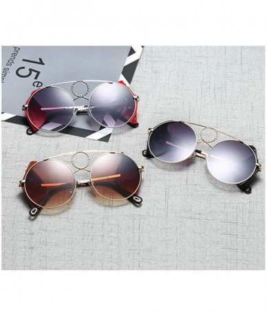 Shield Steampunk Sunglasses Vintage Retro Eyewear UV 400 Protection Matel Frame - 2 - CX1992QXC4X $21.37