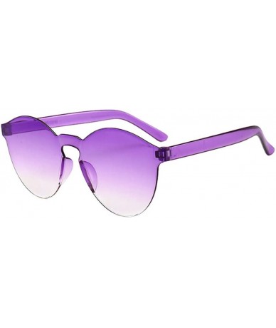Rectangular Women Men Fashion Clear Resin Retro Funk Sunglasses Outdoor Frameless Eyewear Glasses (Purple) - Purple - CH195NK...
