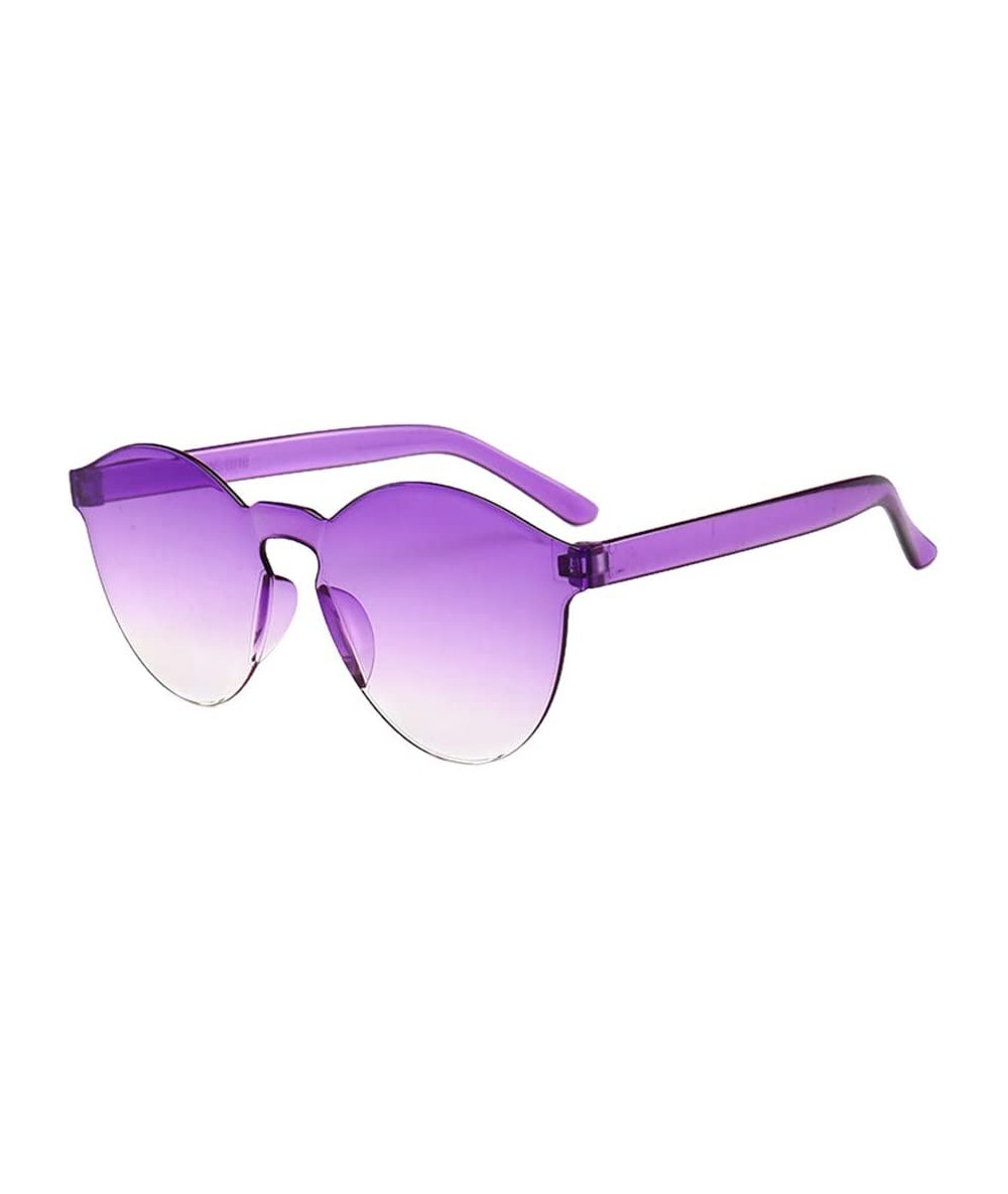 Rectangular Women Men Fashion Clear Resin Retro Funk Sunglasses Outdoor Frameless Eyewear Glasses (Purple) - Purple - CH195NK...