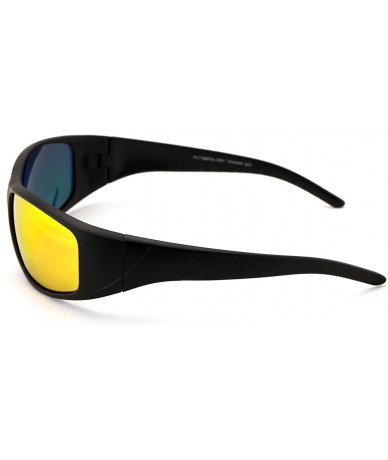 Rectangular Rectangular Polarized Shielded Sunglasses Softball - Matte Black - Fire - CO18DHSRHE0 $16.20
