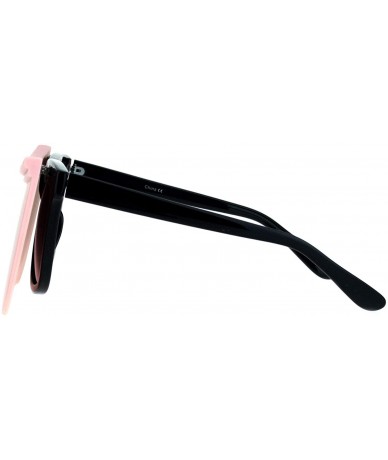 Rectangular Unique Collapsible Sun Visor Horn Rim Hipster Plastic Sunglasses - Black Pink Smoke Pink - C518K3X7798 $11.84