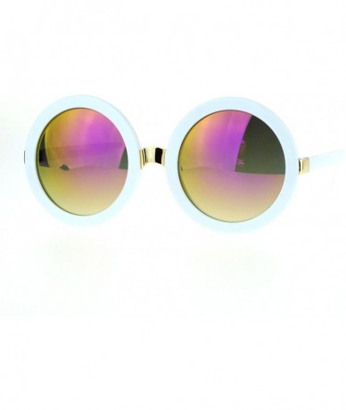 Oversized Womens Oversized Fashion Sunglasses Round Circle Frame Mirror Lens - White - CH12MH2AZSB $12.54