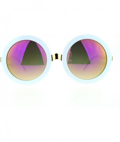 Oversized Womens Oversized Fashion Sunglasses Round Circle Frame Mirror Lens - White - CH12MH2AZSB $20.02