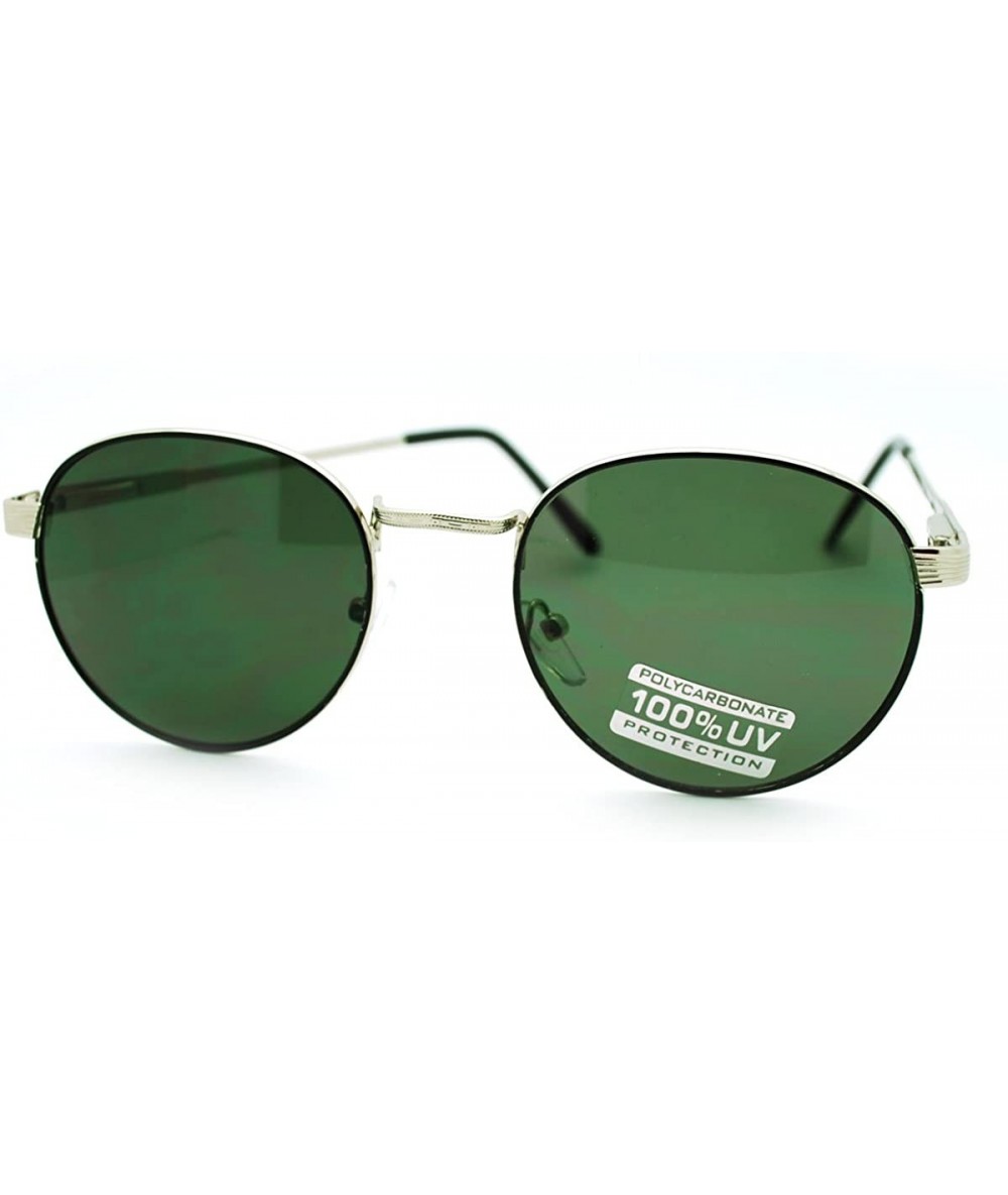 Round Petite Round Sunglasses Thin Metal Frame Vintage Fashion - Black Silver - C411DOFYM4Z $10.03