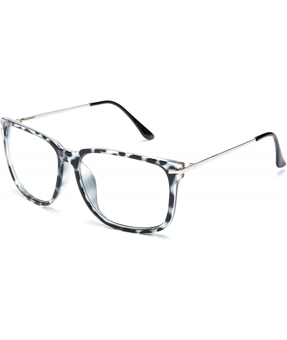 Oversized Unisex Oversized Metal Frame Clear Lens Sunglasses - Black Tortoise - CL11KSL1BND $11.39