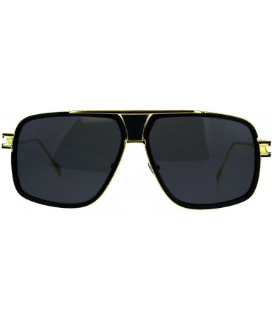 Square Mens Fashion Sunglasses Designer Style Square Flat Top Frame UV 400 - Black Gold (Black) - CH18CNDESD9 $25.58