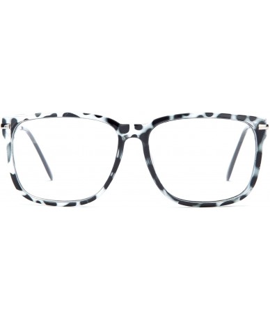 Oversized Unisex Oversized Metal Frame Clear Lens Sunglasses - Black Tortoise - CL11KSL1BND $11.39